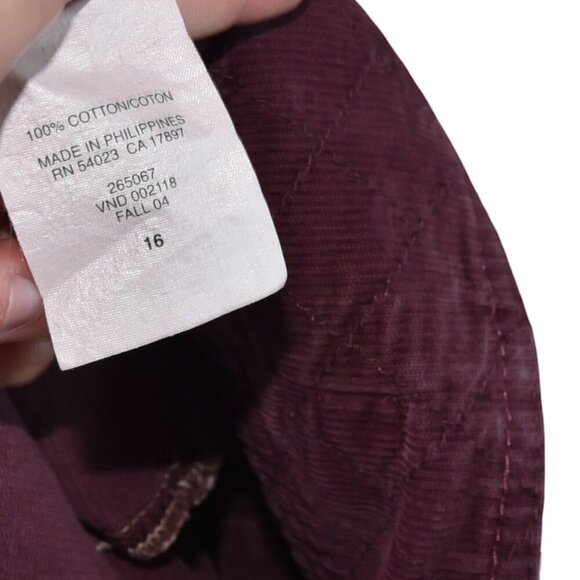 GAP Maroon Corduroy Button Mini Skirt Y2K 2004 Utility Style Size 16 - Picture 6 of 10